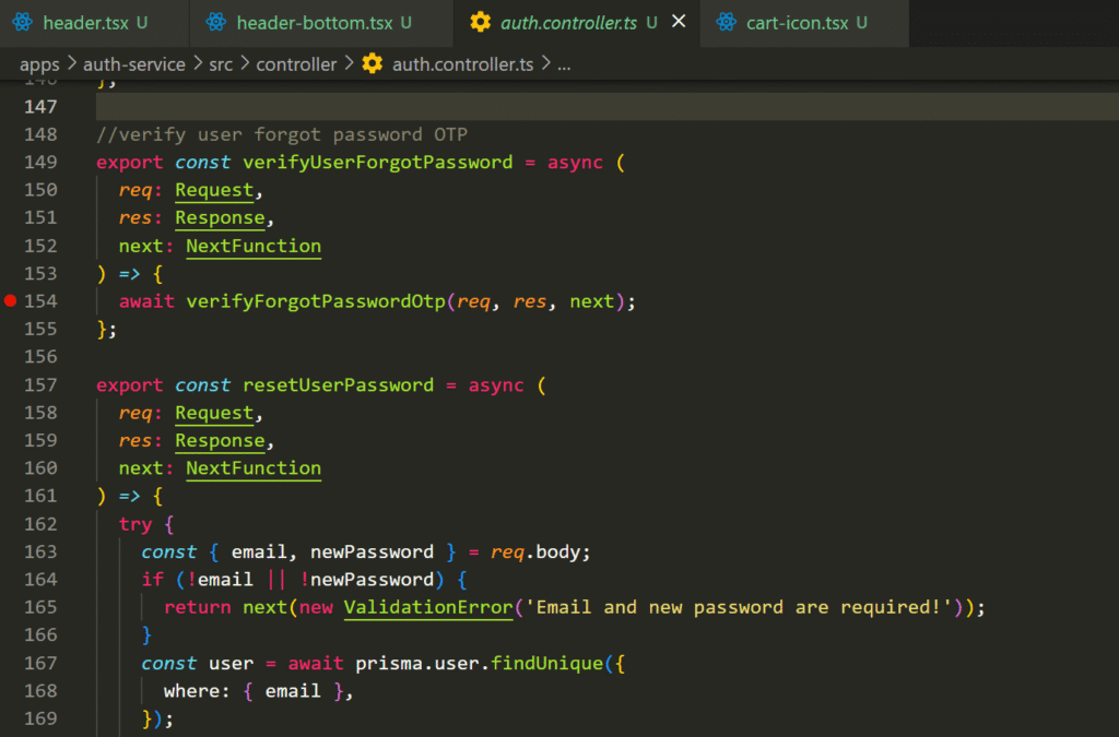 Nodejs code for Forgot Password